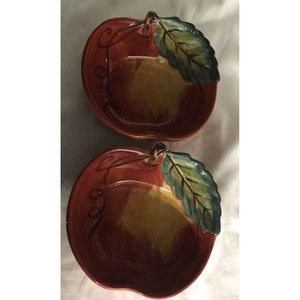 CERAMICA  VENETIAN HAND-PAINTED APPLE SERVING BOWL  Set Of 2 EUC